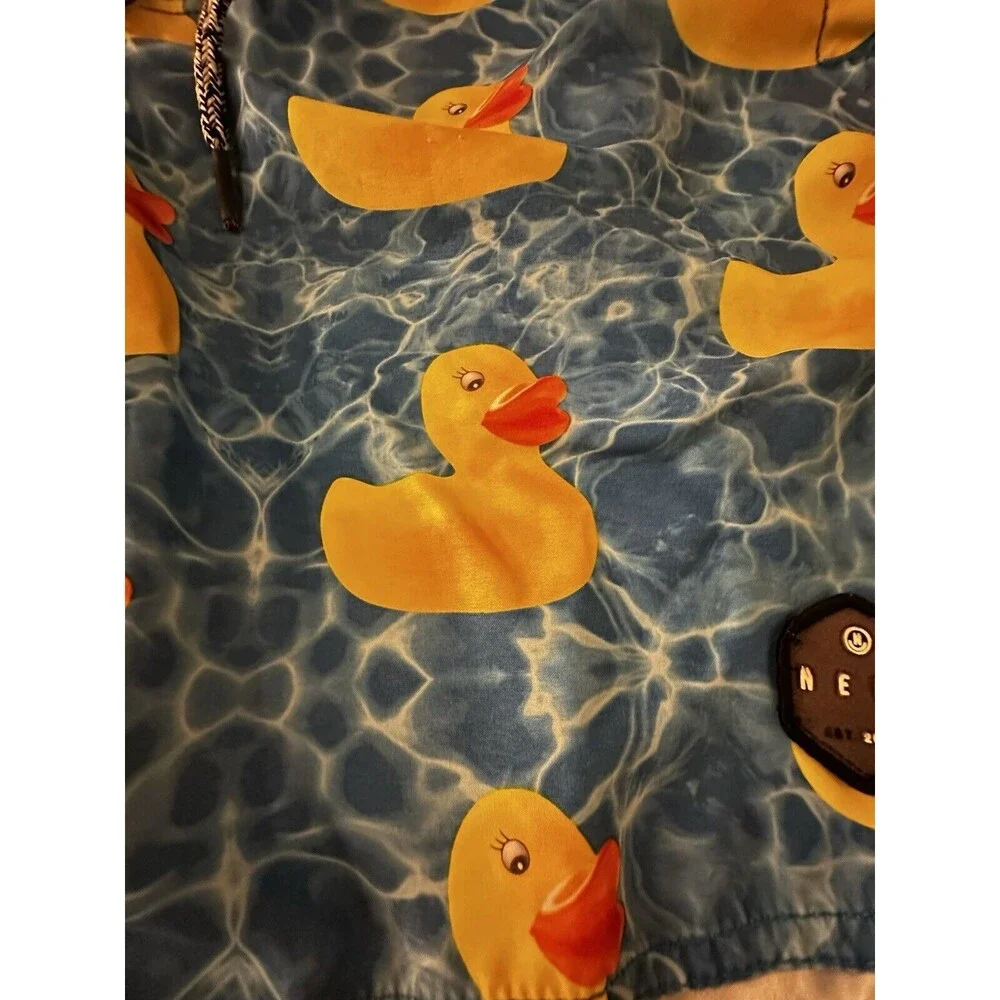 Neff Swim Trunks Shorts‎ Mens Size Small Rubber Duck Drawstring Elastic Waist S